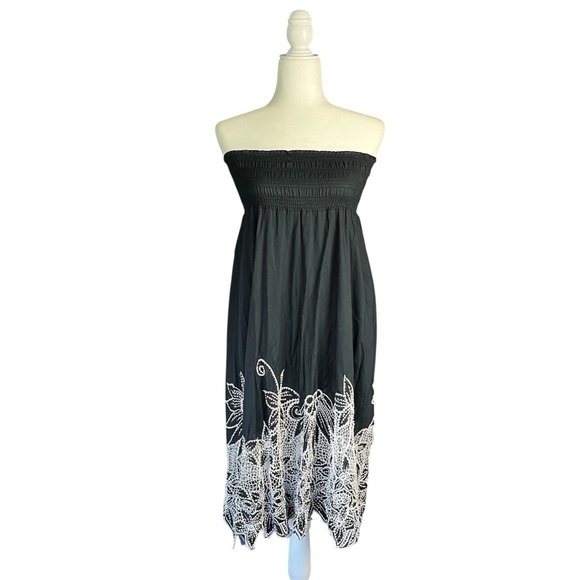 Anthropologie Boho Babydoll Dress Size 4 Basil and Maude Crochet Floral Beading - Picture 1 of 8